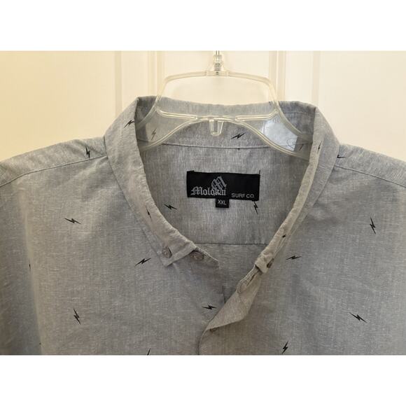 Molokai Surf Co. Men's Short Sleeve Button Down Shirt XXL Lightning Grey - Picture 4 of 5